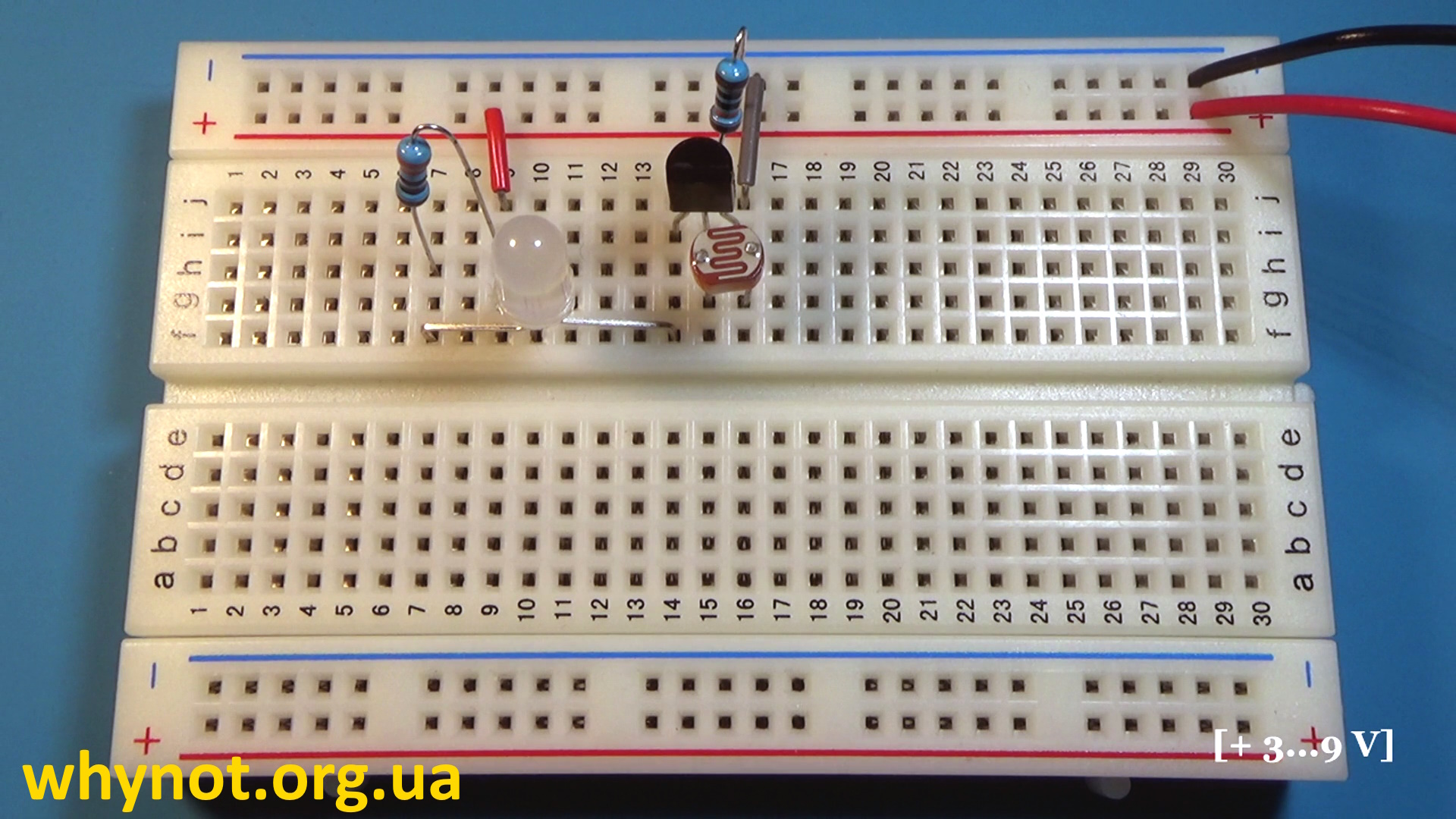dark sensor circuit on breadboard dark_sensor_circuit_breadboard